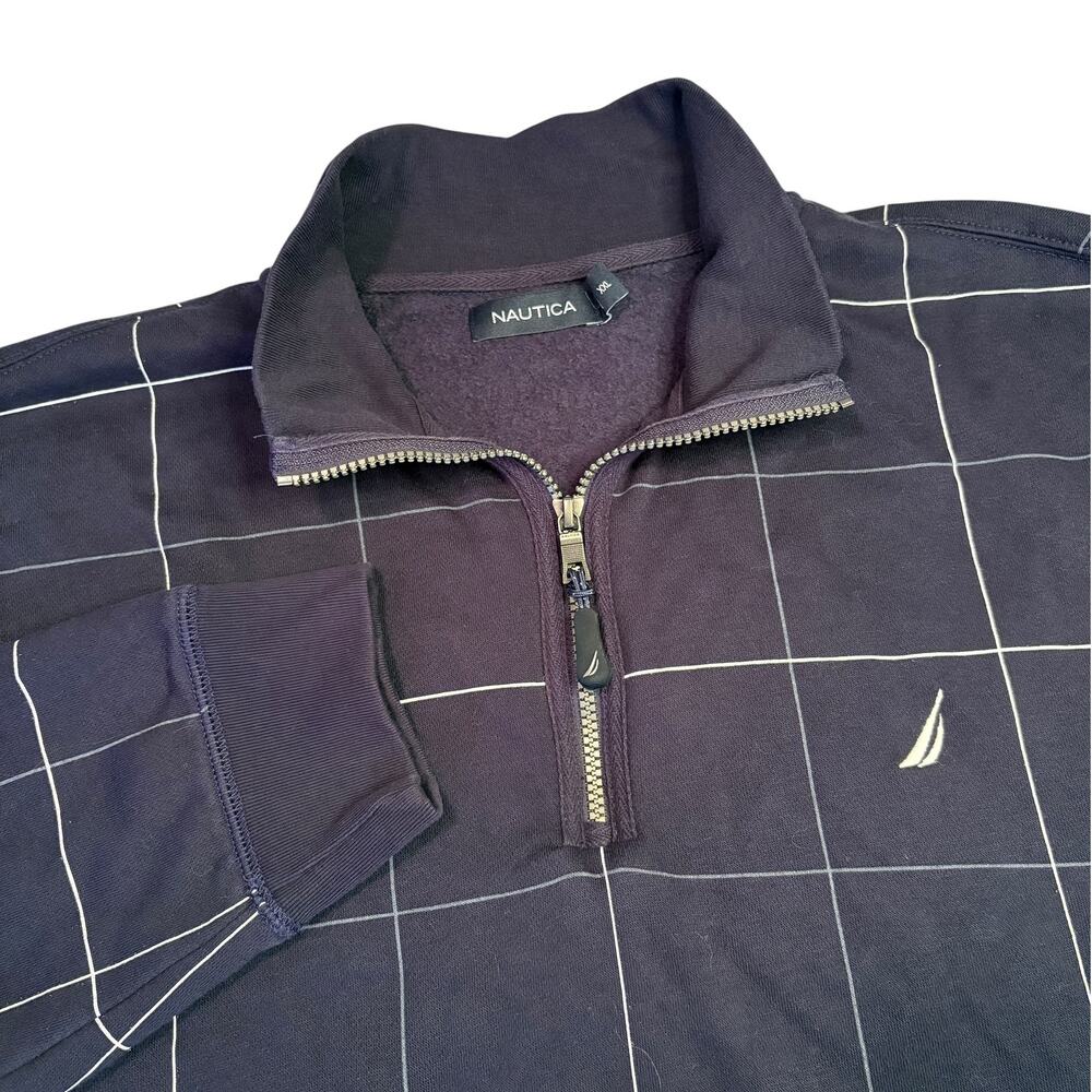 Nautica‎ Men's Checkered Quarter Zip Pullover Sz XXL